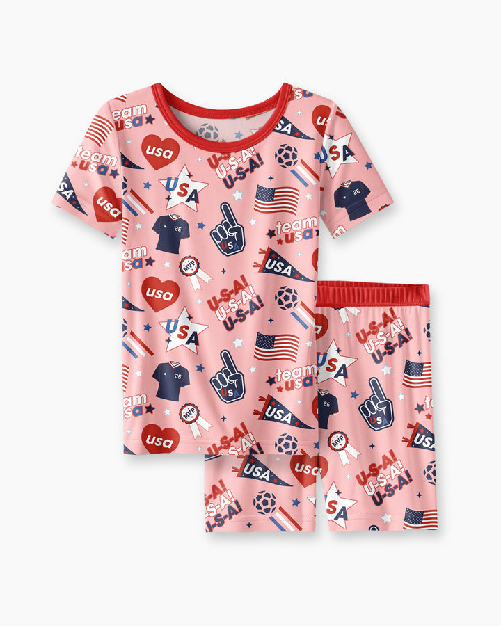 Schlafanzug-Set zweiteilig, kurze Ärmel, kurze Hose, Bambus
