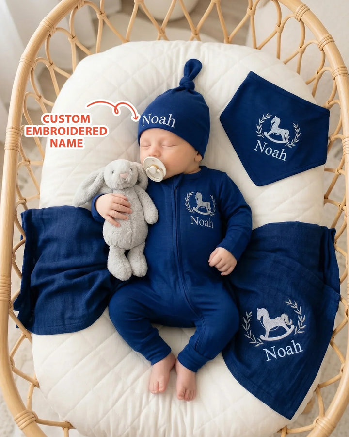 Personalized Royal Horse Embroidered Bamboo Convertible Zippy