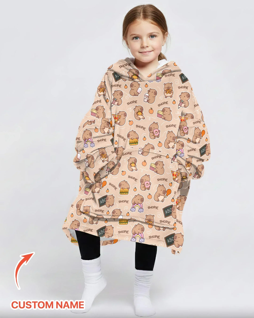 Personalisierter niedlicher Capybara Bambus-Deckenhoodie