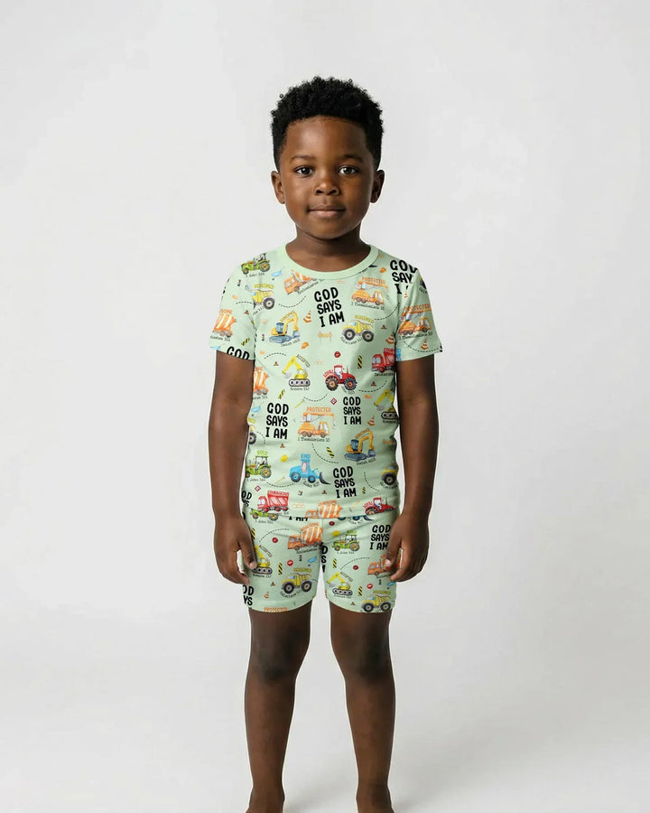 Zweiteiliges Pyjama-Set mit kurzen Ärmeln und Shorts im Sommer-Design