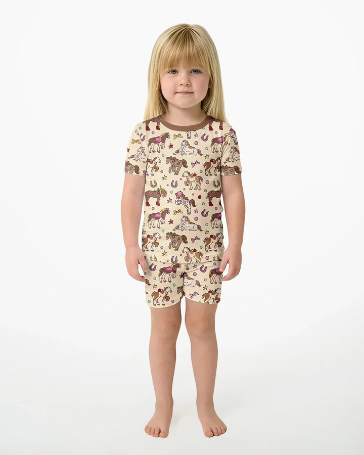 Schlafanzug-Set zweiteilig, kurze Ärmel, kurze Hose, Bambus