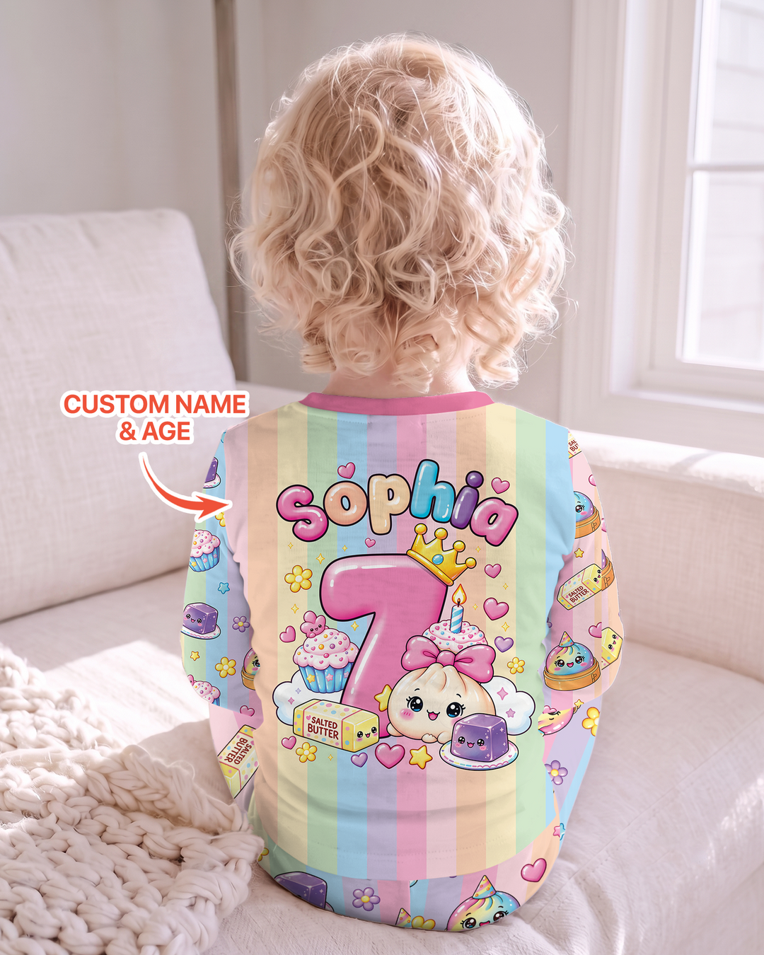 Personalized Squishy Party Birthday Girl Bamboo Two Piece Long Sleeve Pajama Set