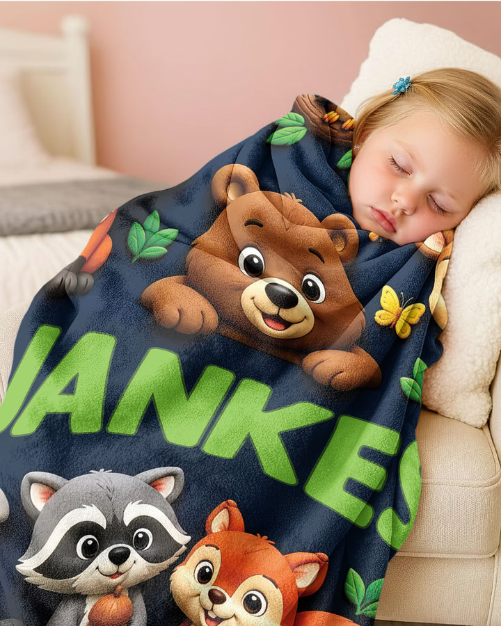 Woodland Animals Bamboo Blanket