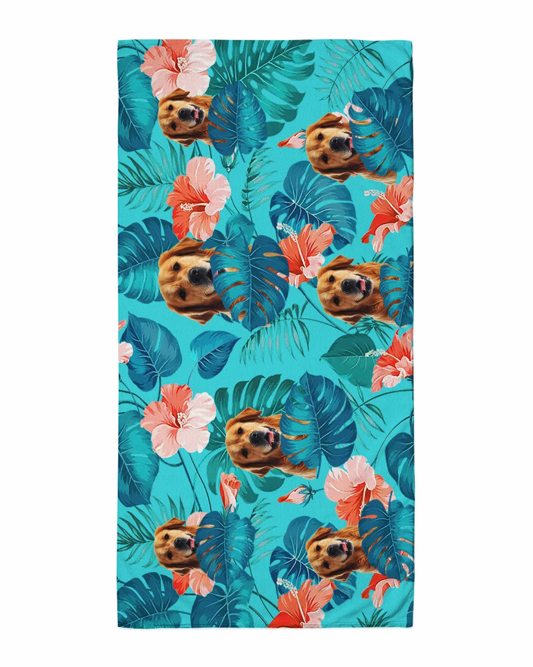 Hawaiian Custom Photo Dog Bamboo Beach Towel