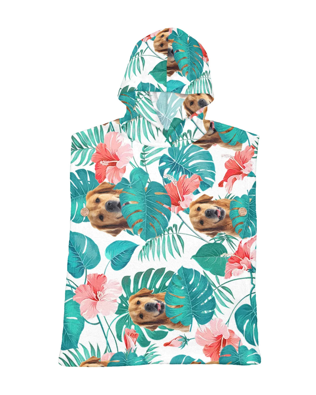 Hawaiianischer Badeponcho für Hunde aus Bambus mit individuellem Foto