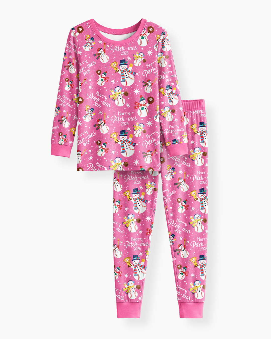 Baseball Christmas Non-custom version Bamboo Two Piece Long Sleeve Pajama Set