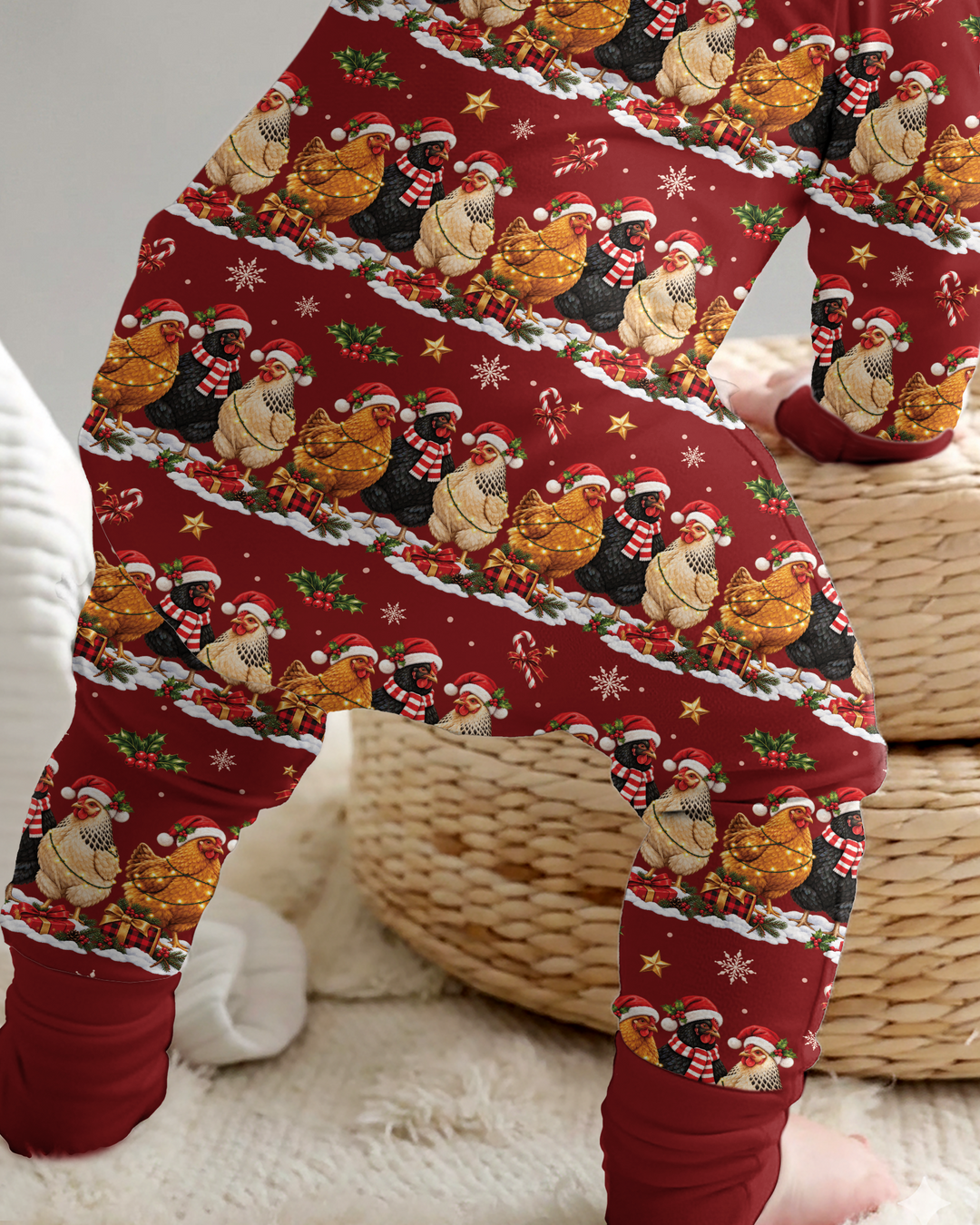 Farm Chicken Christmas Bamboo Two Piece Long Sleeve Pajama Set