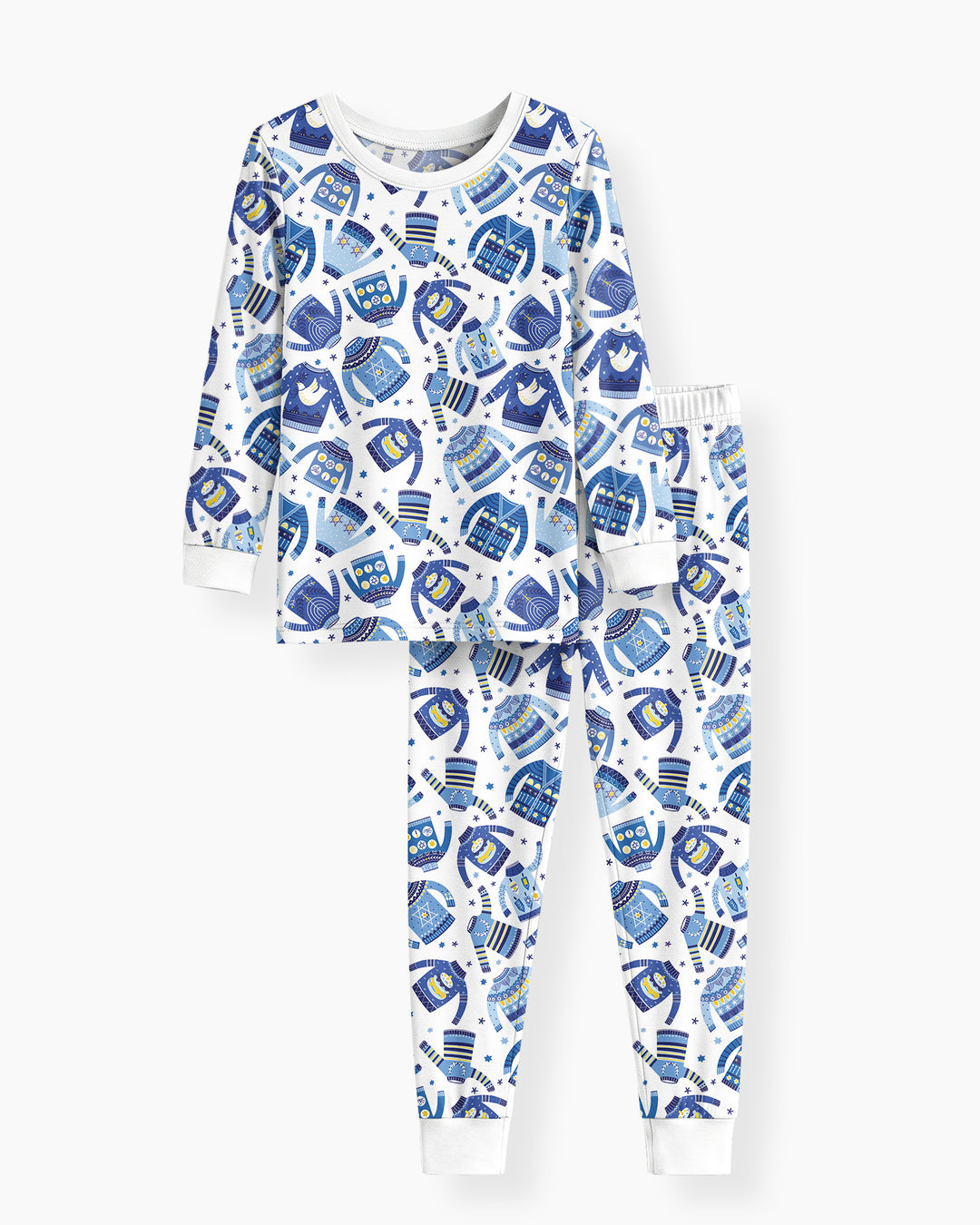 Cute Hanukkah Jumpers Bamboo Two Piece Long Sleeve Pajama Set