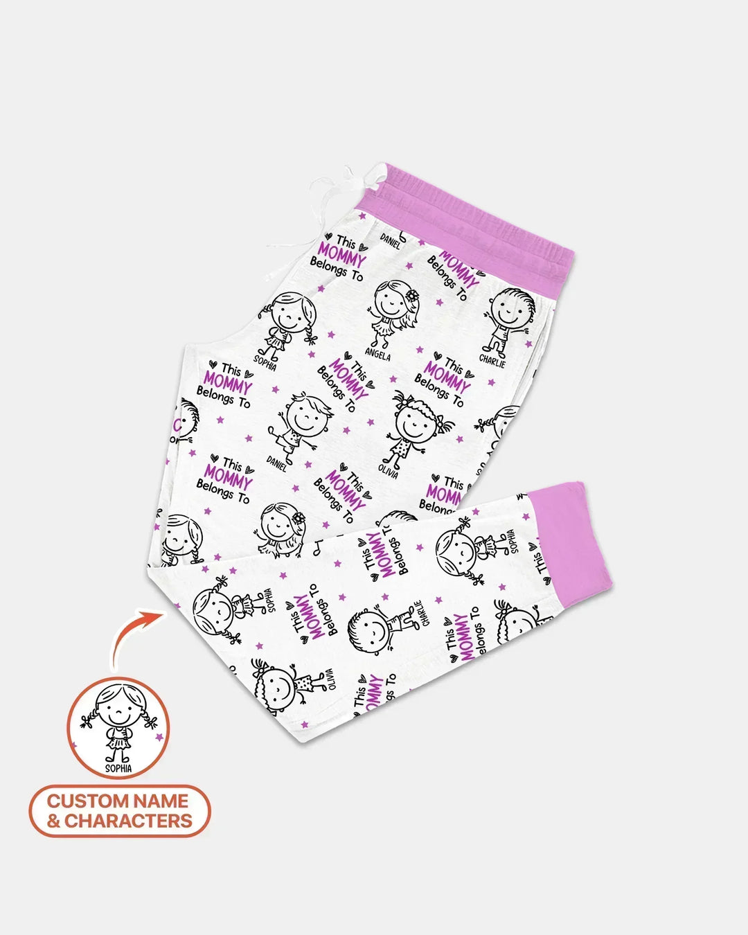 Personalisierter Name „Diese Mama gehört zu“ Doodle Bambus Damen Pyjama-Set