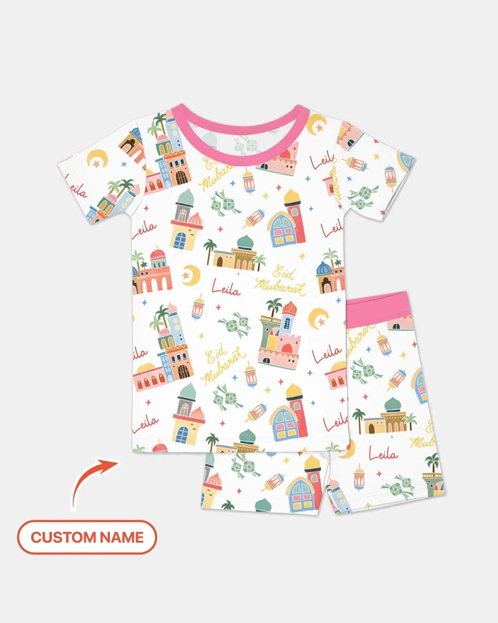 Zweiteiliges Pyjama-Set mit kurzen Ärmeln und Shorts im Sommer-Design
