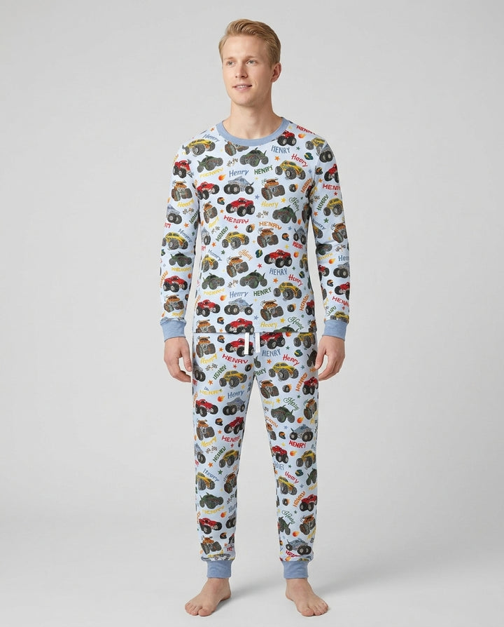 Personalized Monster Truck Bamboo Men's Pajama Set