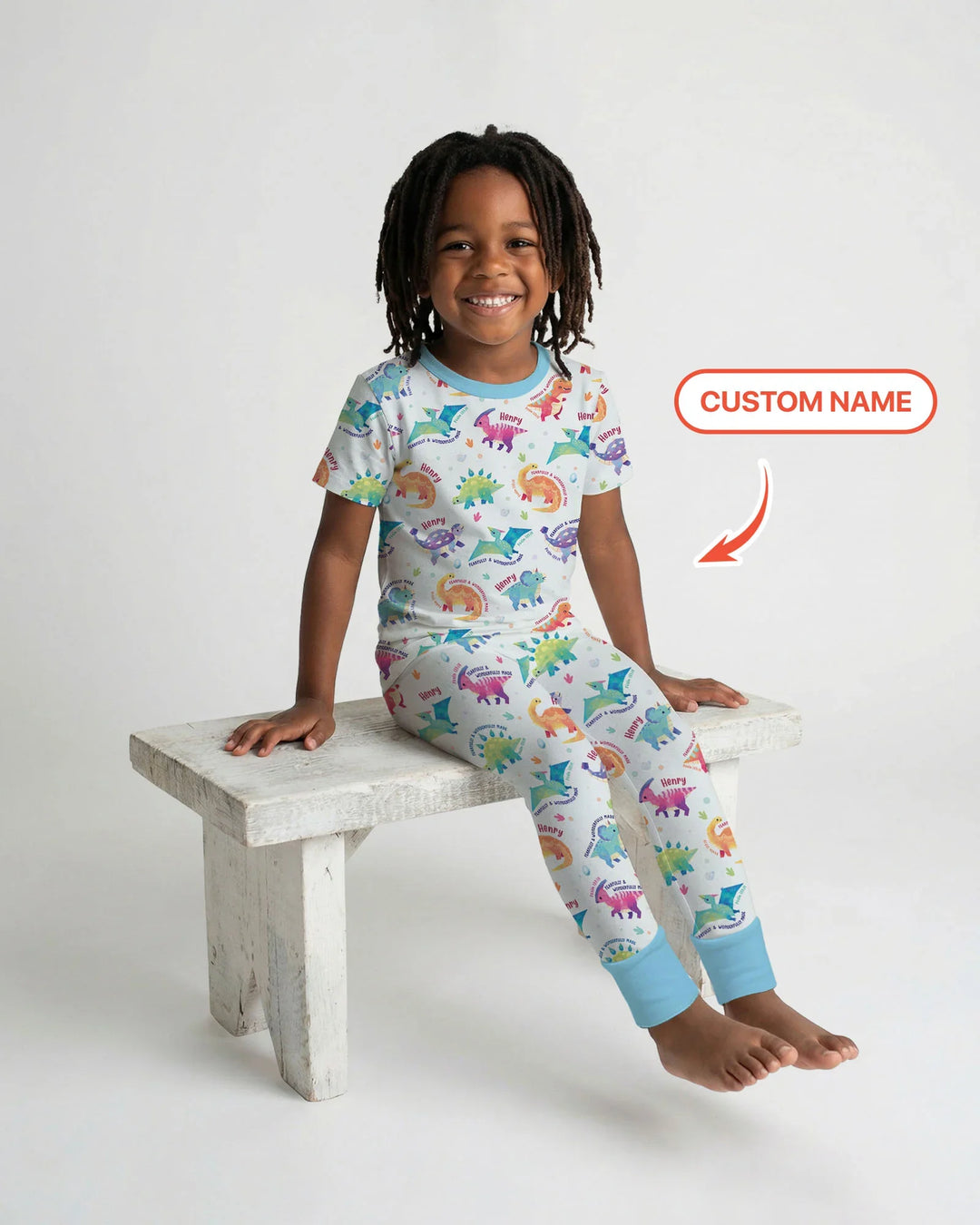 Fearfully & Wonderfully Made Custom Name Boy Bamboo Two Piece Short Sleeve Pajama Set