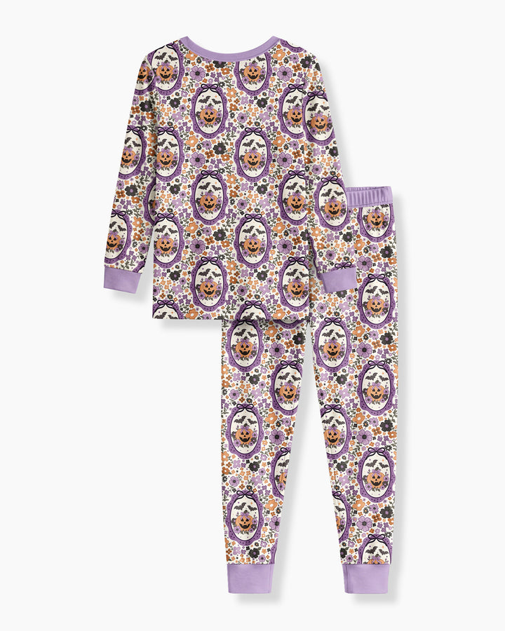 Pumpkin Cameo Garden Bamboo Two Piece Long Sleeve Pajama Set