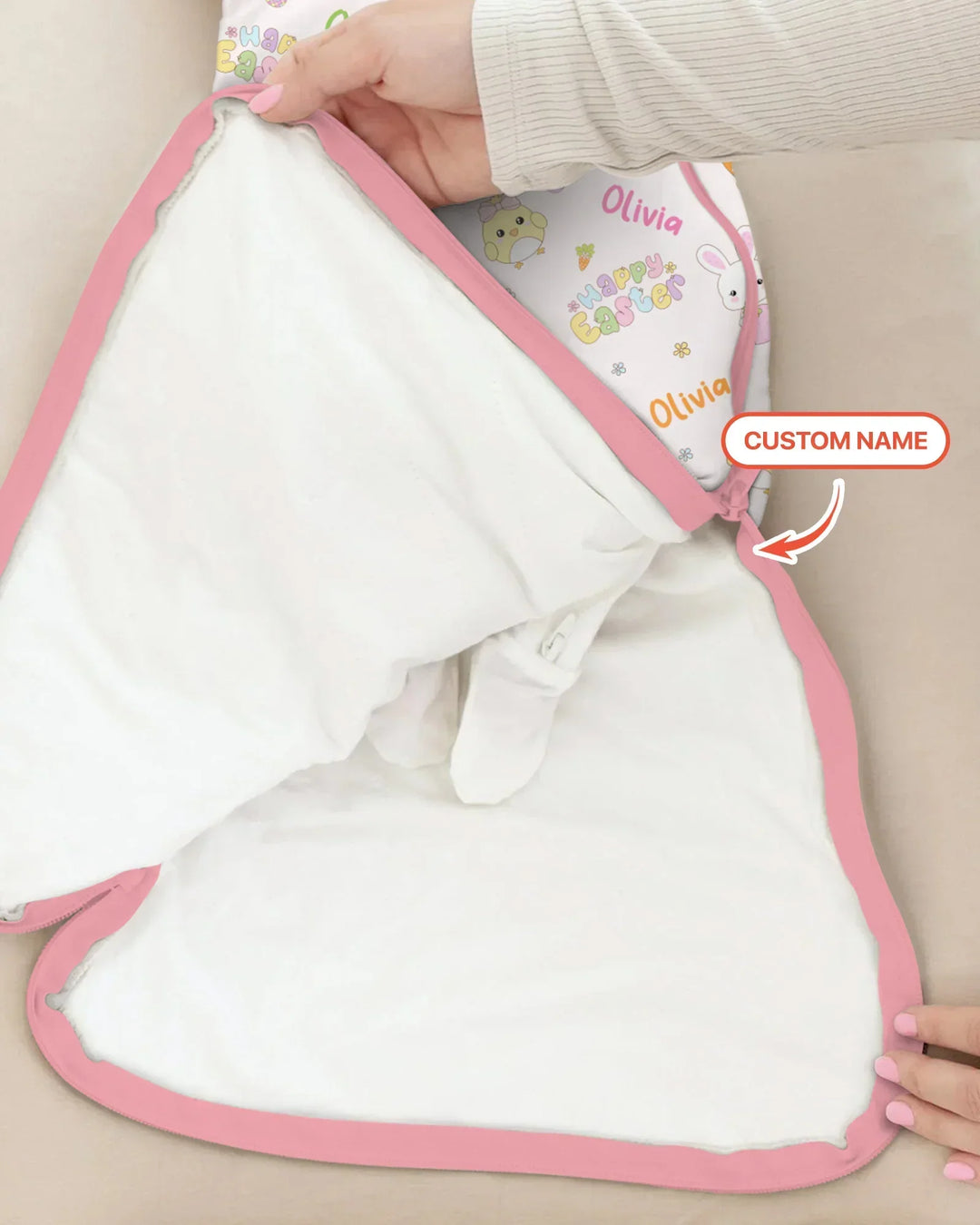 Custom name Happy Easter Bamboo Sleep Bag