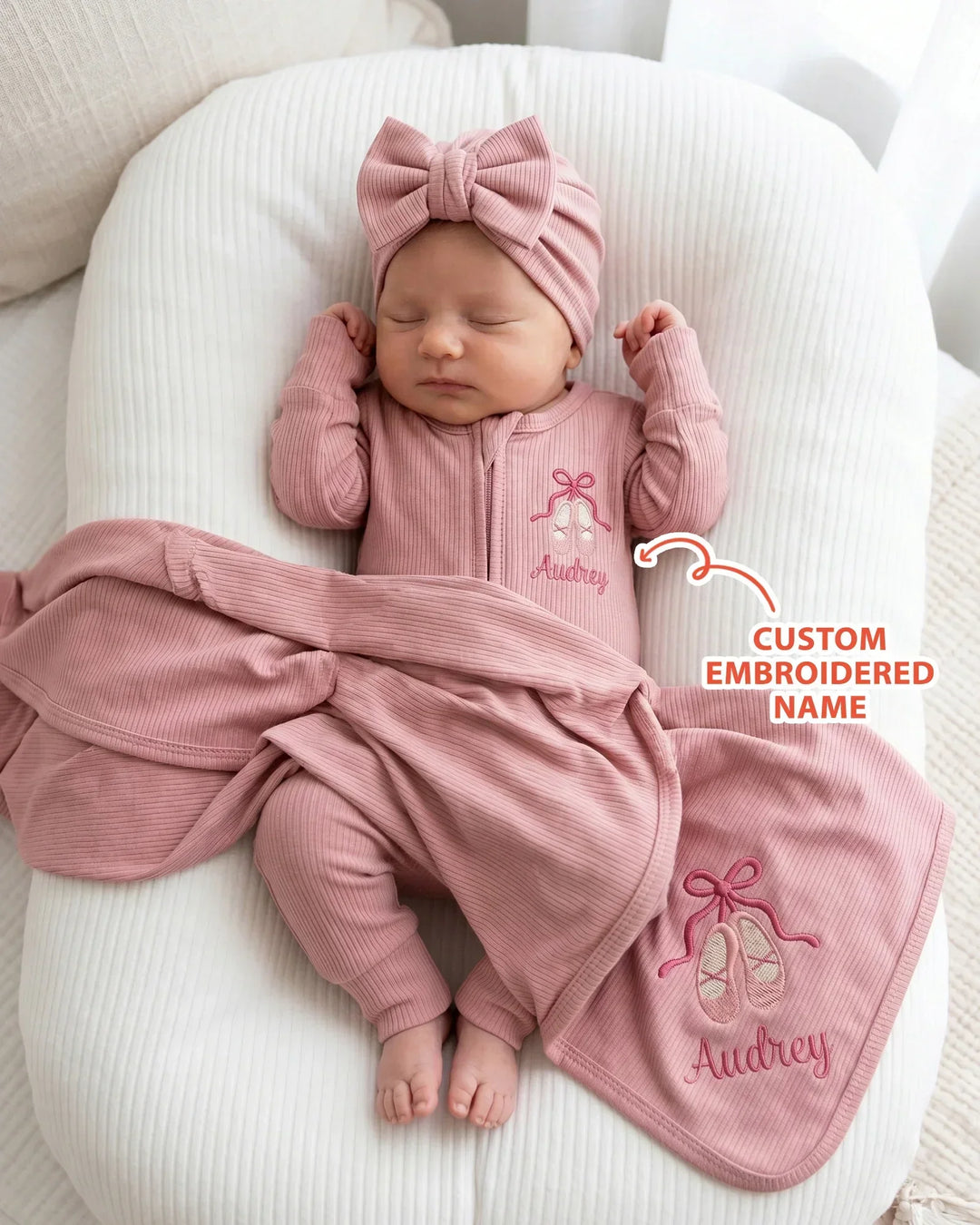 Personalized Sweet Ballet Babe Embroidered Ribbed Convertible Zippy