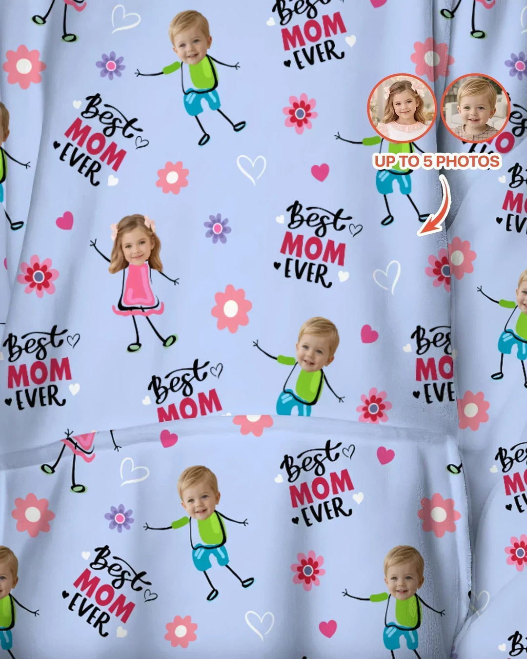 Personalisierbarer Foto "Beste Mama aller Zeiten" Doodle Bambus-Decken-Hoodie