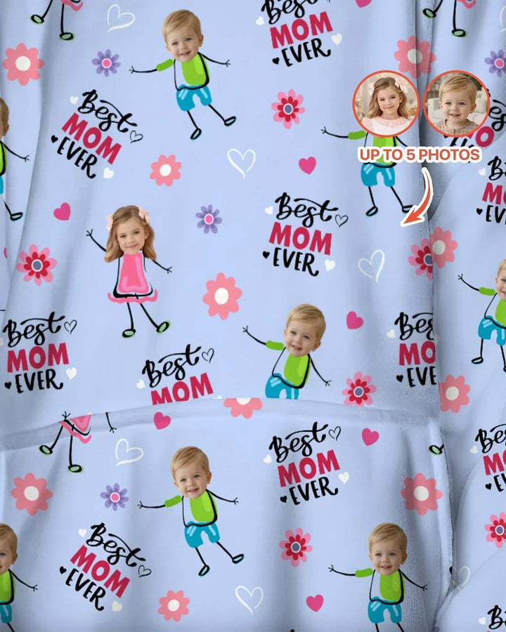 Personalisierbarer Foto "Beste Mama aller Zeiten" Doodle Bambus-Decken-Hoodie
