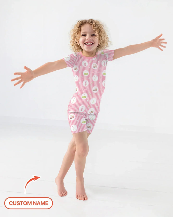 Zweiteiliges Pyjama-Set mit kurzen Ärmeln und Shorts im Sommer-Design