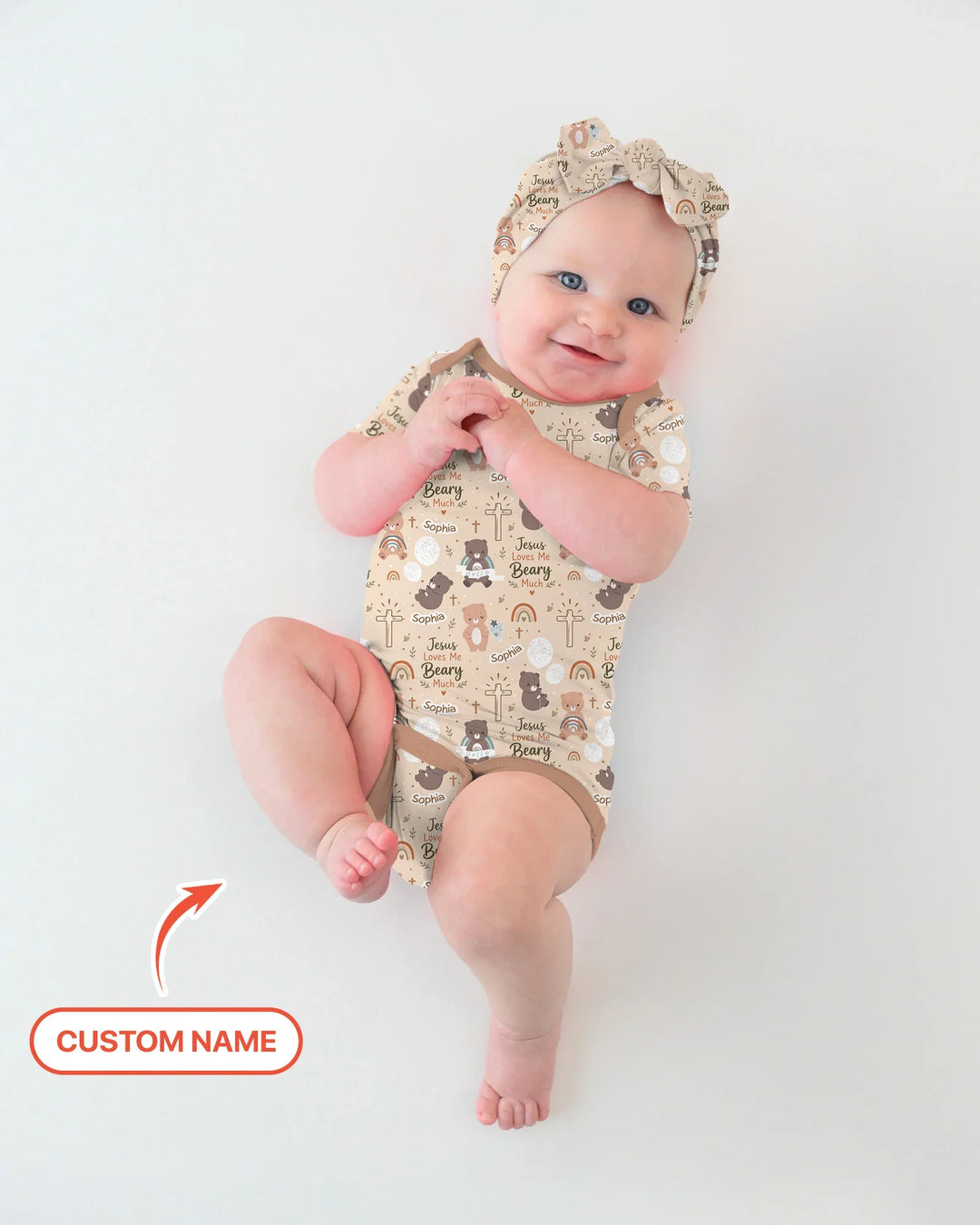 Custom Name Jesus Loves Me Beary Much Bamboo Bodysuit
