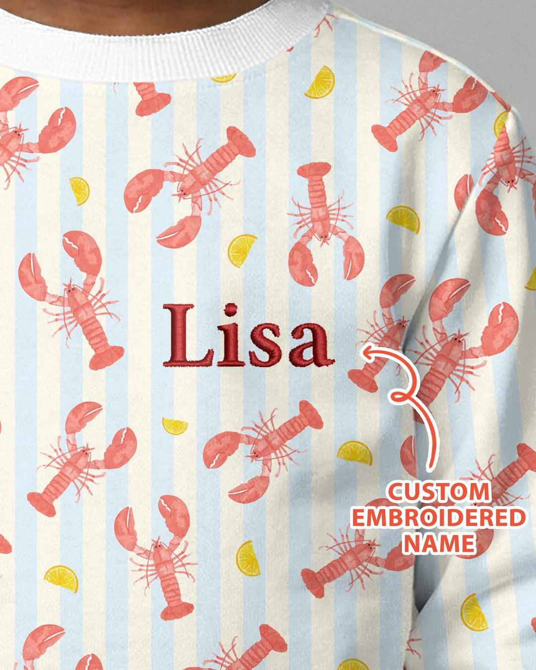 Personalized Embroidered Crawfish Summer Baby Bamboo Crewneck Sweatshirt