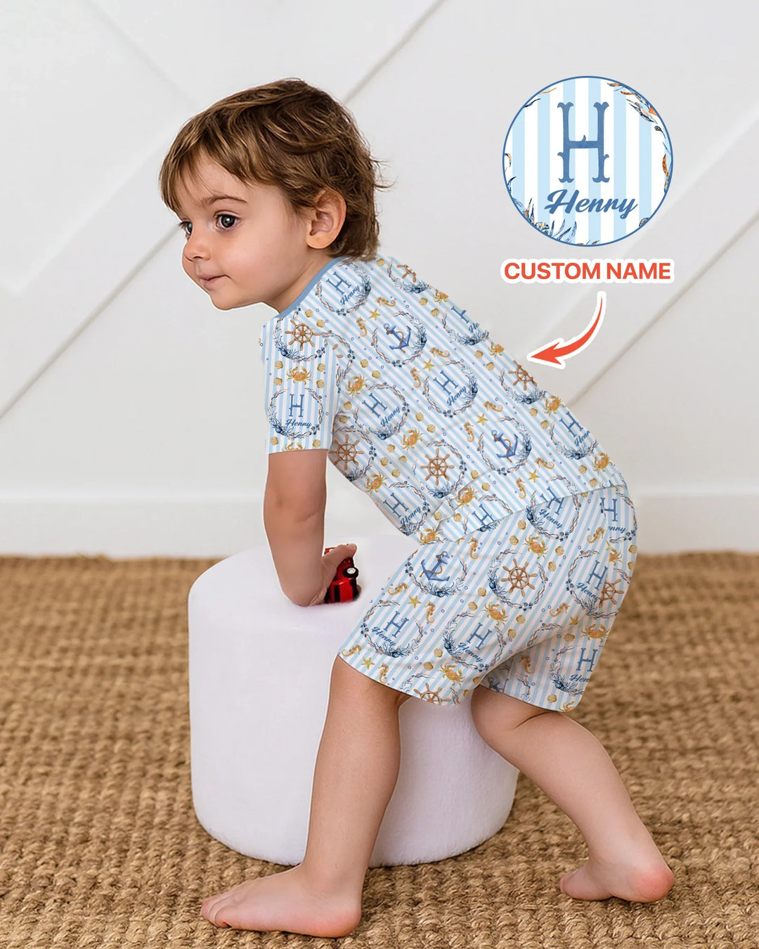 Zweiteiliges Pyjama-Set mit kurzen Ärmeln und Shorts im Sommer-Design