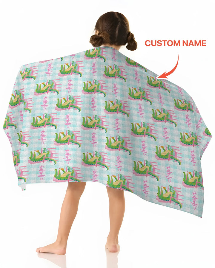 Custom Name Preppy Later Gator Bamboo Beach Towel