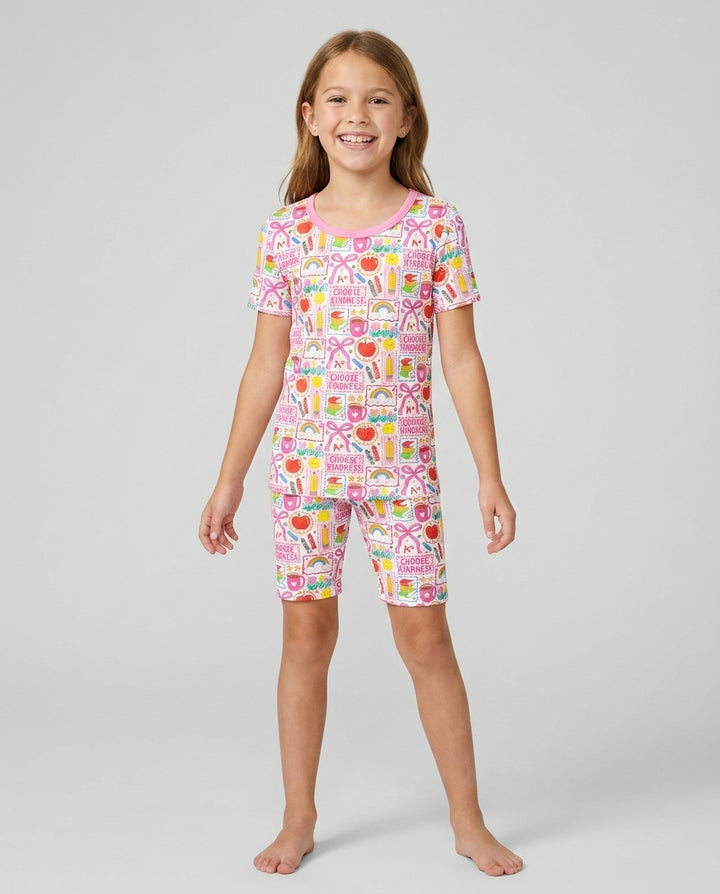 Schlafanzug-Set zweiteilig, kurze Ärmel, kurze Hose, Bambus