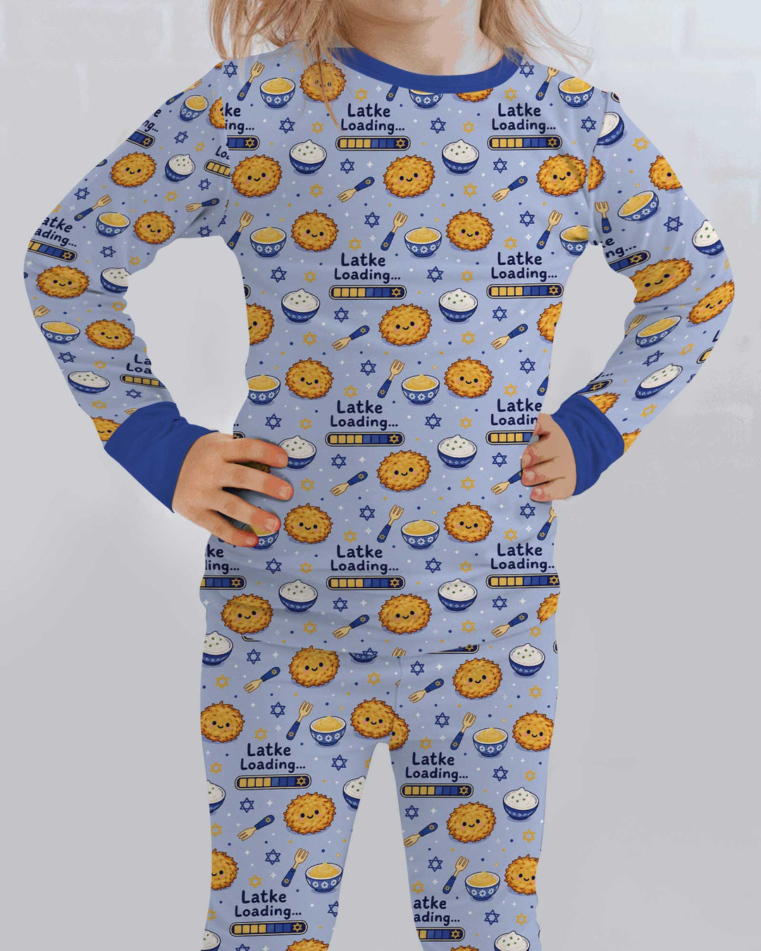 Latke For Hanukkah Bamboo Two Piece Long Sleeve Pajama Set
