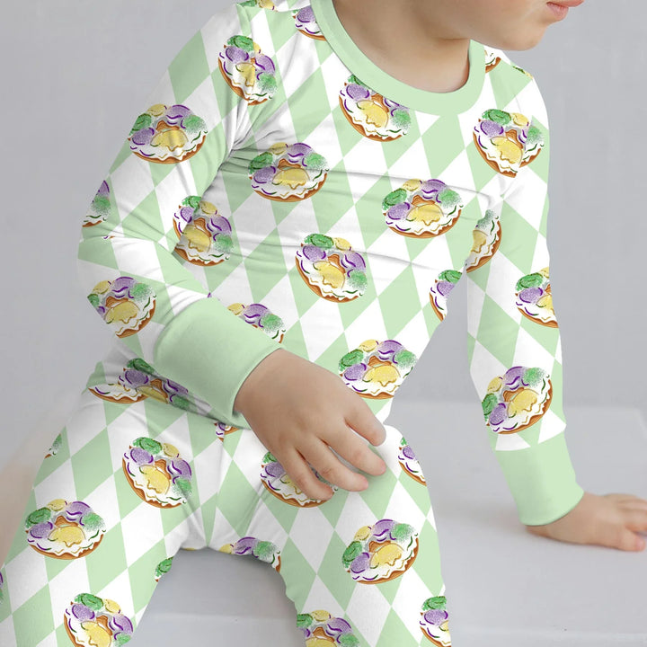 Zweiteiliges Langarm-Pyjama-Set mit Sommerfrüchten