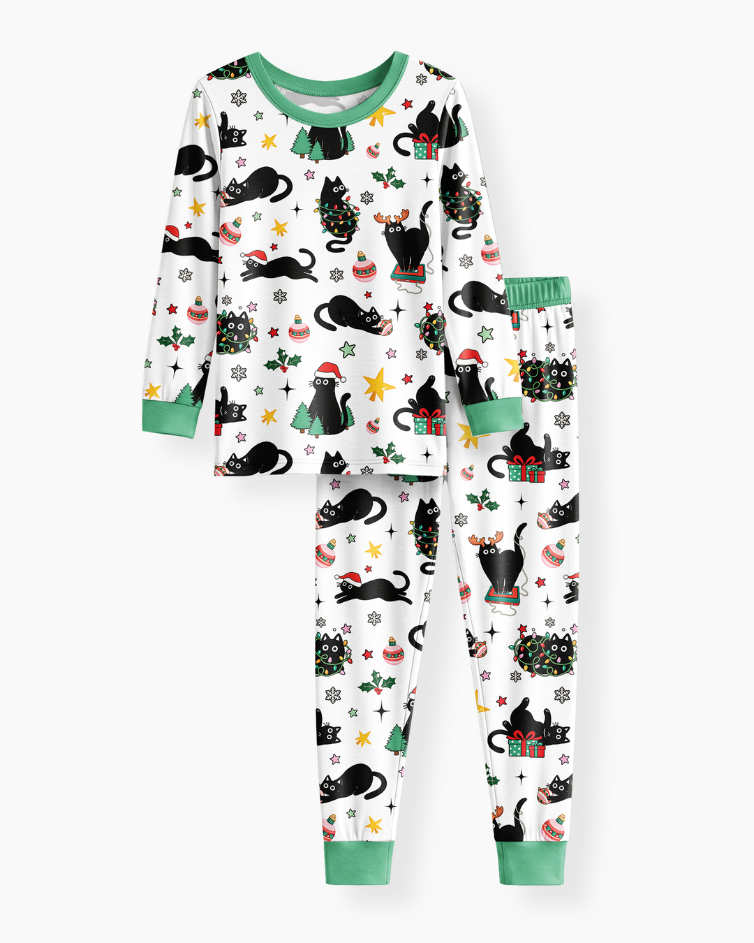 Christmas Black Cats Bamboo Two Piece Long Sleeve Pajama Set