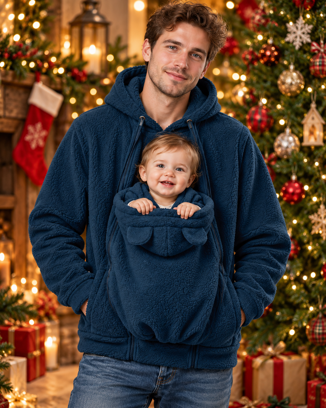 Cozy Wear Plush Fleece Mama & Baby Carrier Hoodie