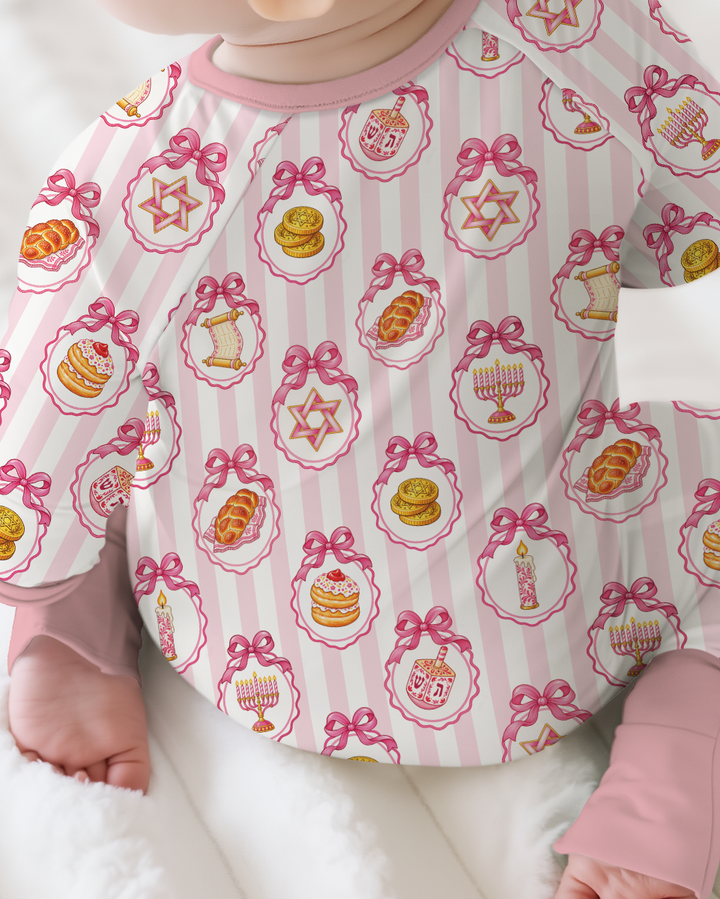 Hanukkah Bows & Blessings Mommy & Me Matching Bamboo Convertible Zippy