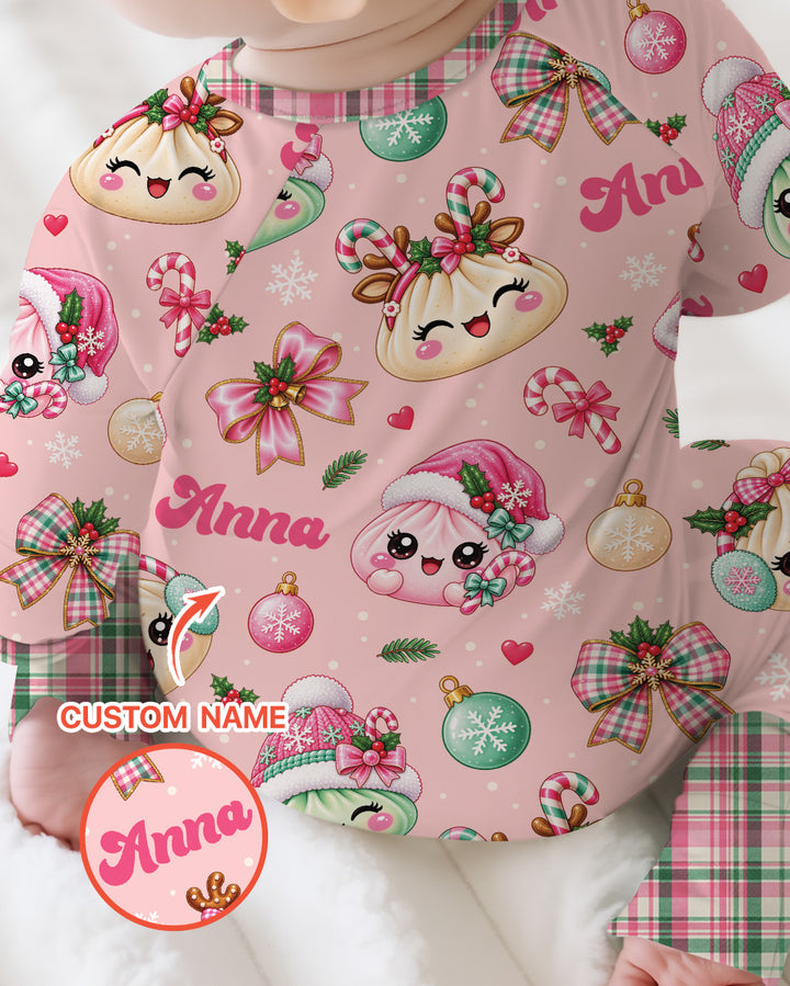 Custom Name Kawaii Christmas Dumpling Bamboo Convertible Zippy