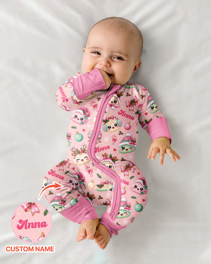 Custom Name Kawaii Christmas Dumpling Bamboo Convertible Zippy