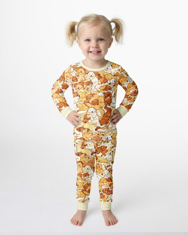 Puppy Pile Bamboo Two Piece Long Sleeve Pajama Set