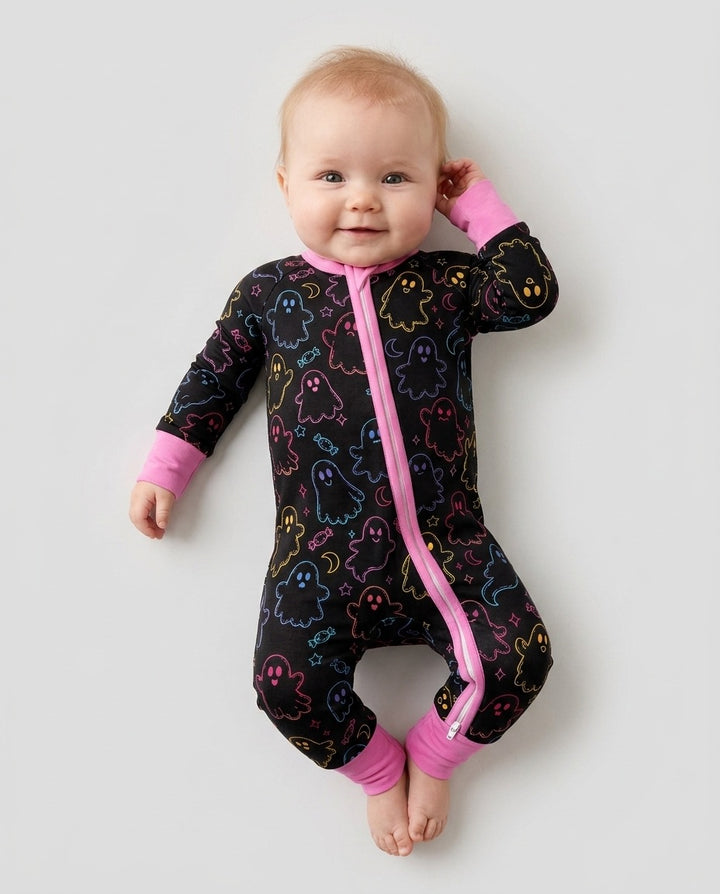 Halloween Colorful Neon Ghost Baby Boo  Bamboo Convertible Zippy
