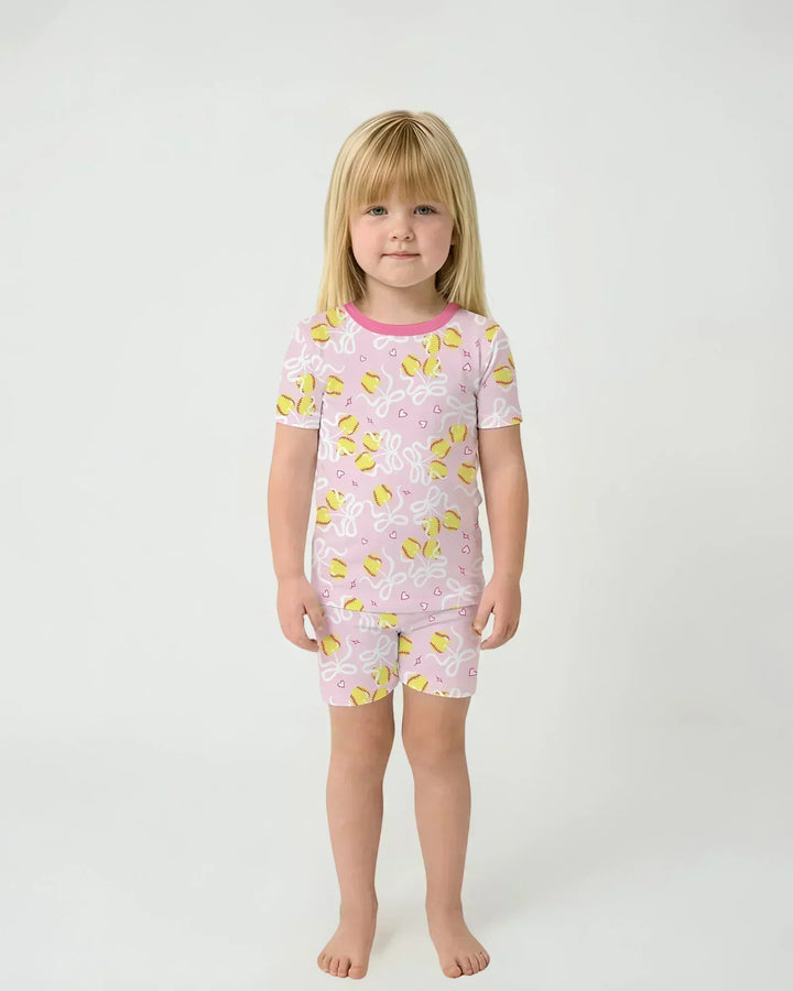 Zweiteiliges Pyjama-Set mit kurzen Ärmeln und Shorts im Sommer-Design