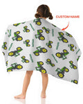 Custom Name Green Tractors Matching Daddy & Me  Beach Towel