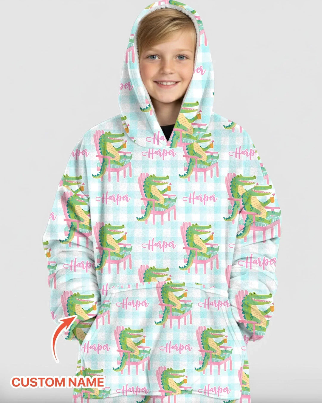 Personalisierbarer Name Preppy Later Gator Bambus Decken-Hoodie