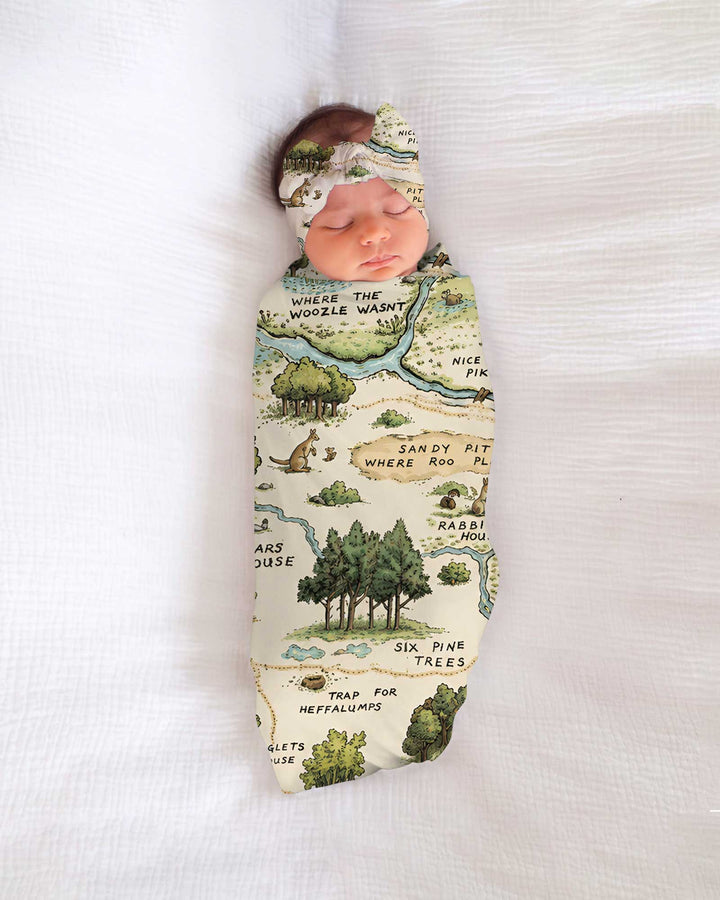 Classic Bear Maps swaddle blanket