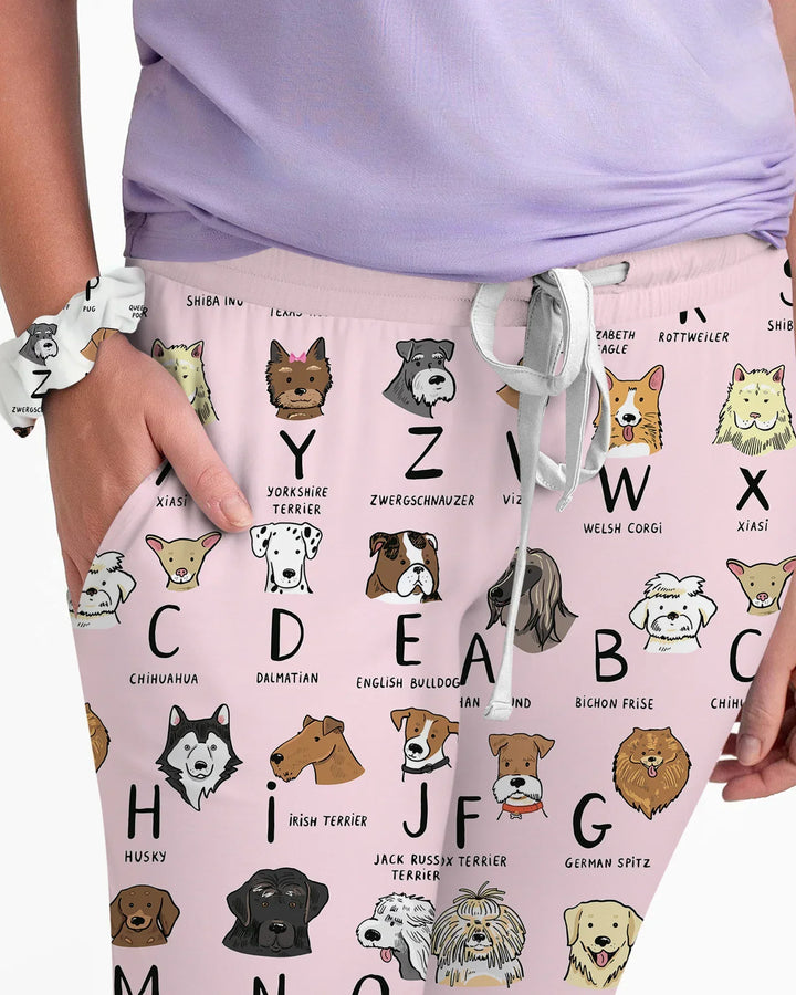 Funny Dogs Alphabet Bamboo Women Pajama Set