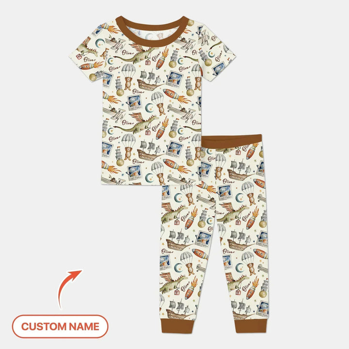 Zweiteiliges, kurzärmliges Pyjama-Set mit Marienkäfern