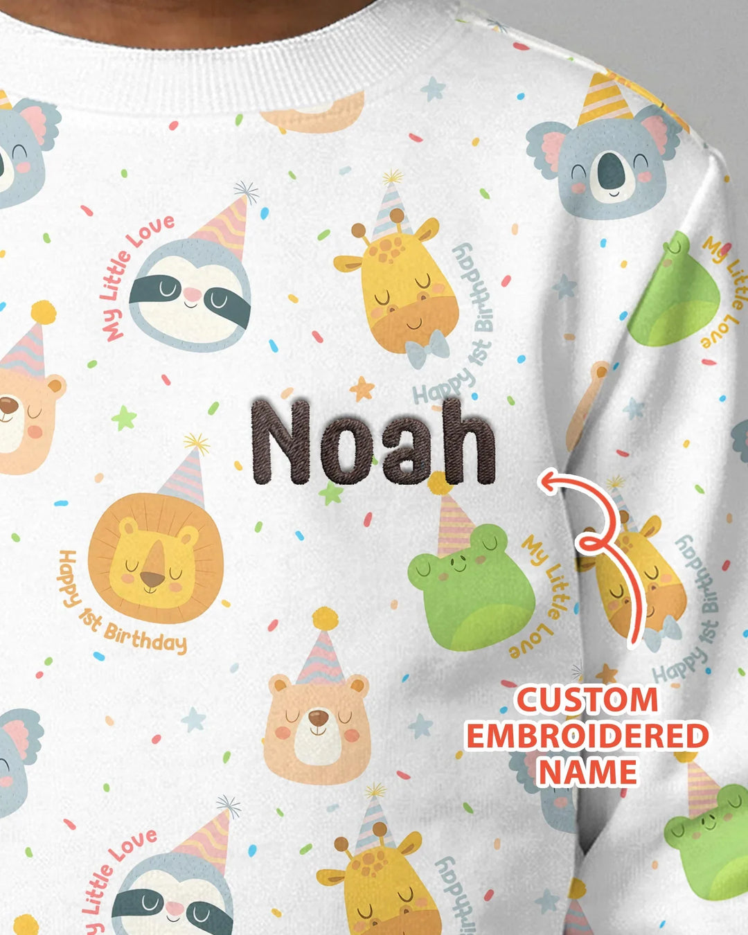 1st Birthday Personalized Embroidered Baby Bamboo Crewneck Sweatshirt
