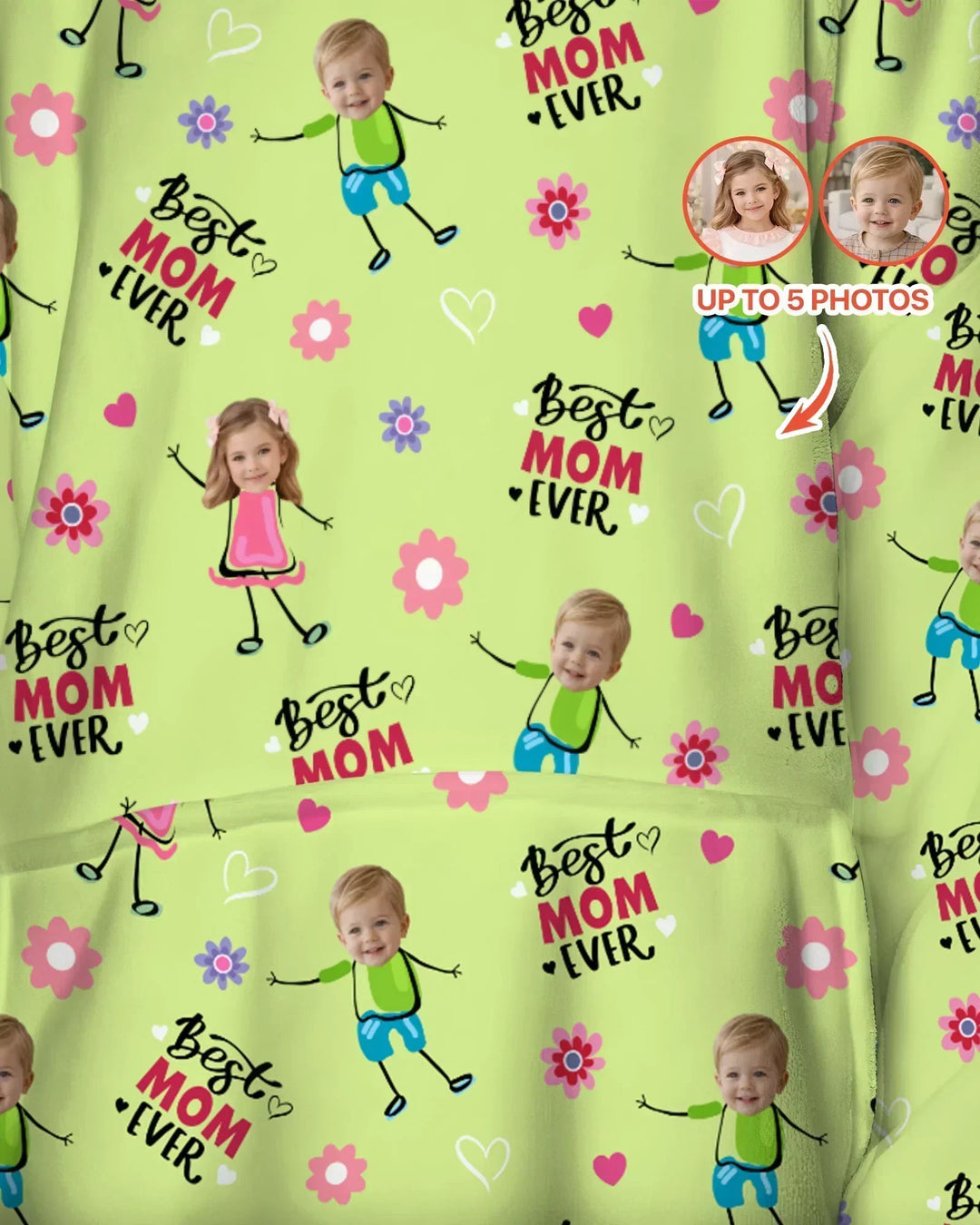 Personalisierbarer Foto "Beste Mama aller Zeiten" Doodle Bambus-Decken-Hoodie