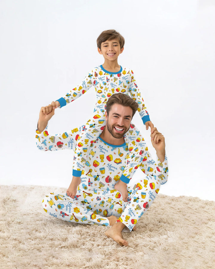 Zweiteiliges Langarm-Pyjama-Set mit Sommerfrüchten