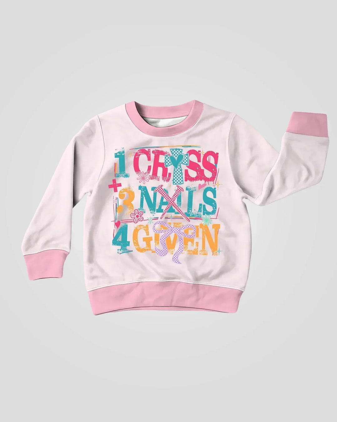 1 Cross 3 Nägel 4 Gegeben Bambus Rundhals-Sweatshirt