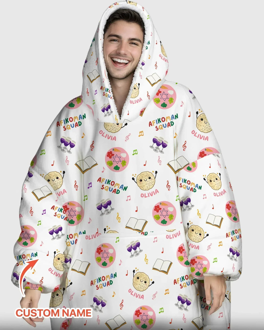 Custom Name Passover Afikoman Squad Bamboo Blanket Hoodie