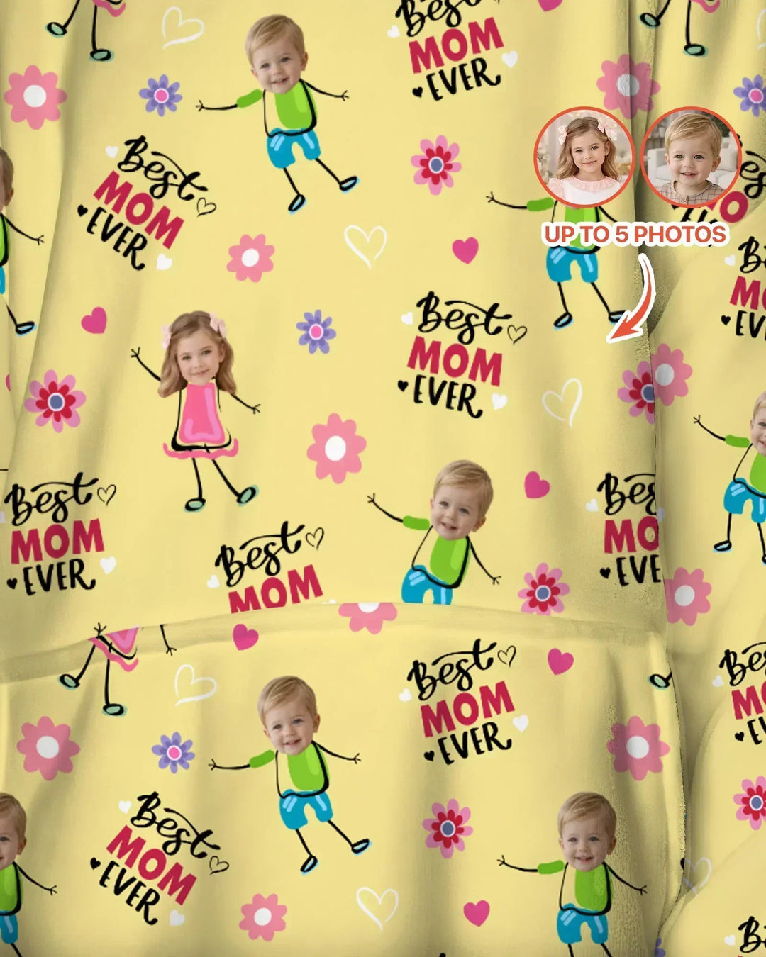Personalisierbarer Foto "Beste Mama aller Zeiten" Doodle Bambus-Decken-Hoodie