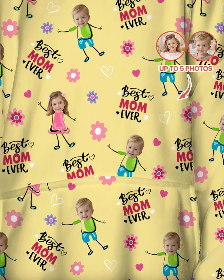 Personalisierbarer Foto "Beste Mama aller Zeiten" Doodle Bambus-Decken-Hoodie