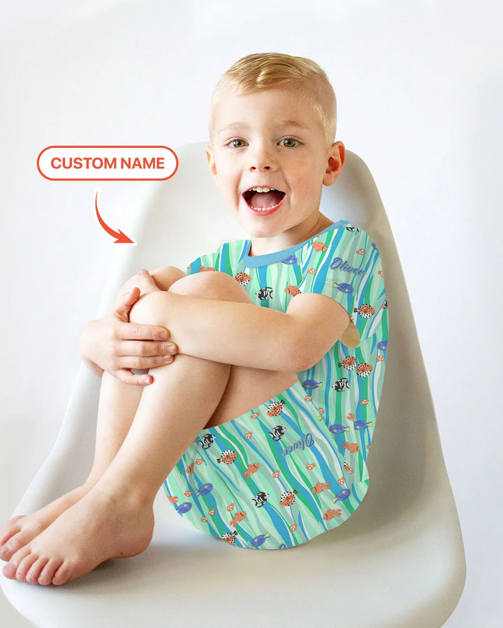 Custom Name Summer Beach Bamboo Two Piece Short Sleeve Shorts Pajama Set
